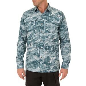 Mossy Oak Performance Guide Shirt Mens Medium 38-40 Blue Spindrift Fishing